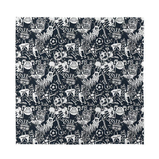 Graffiti Monster Characters Print Silk Bandana