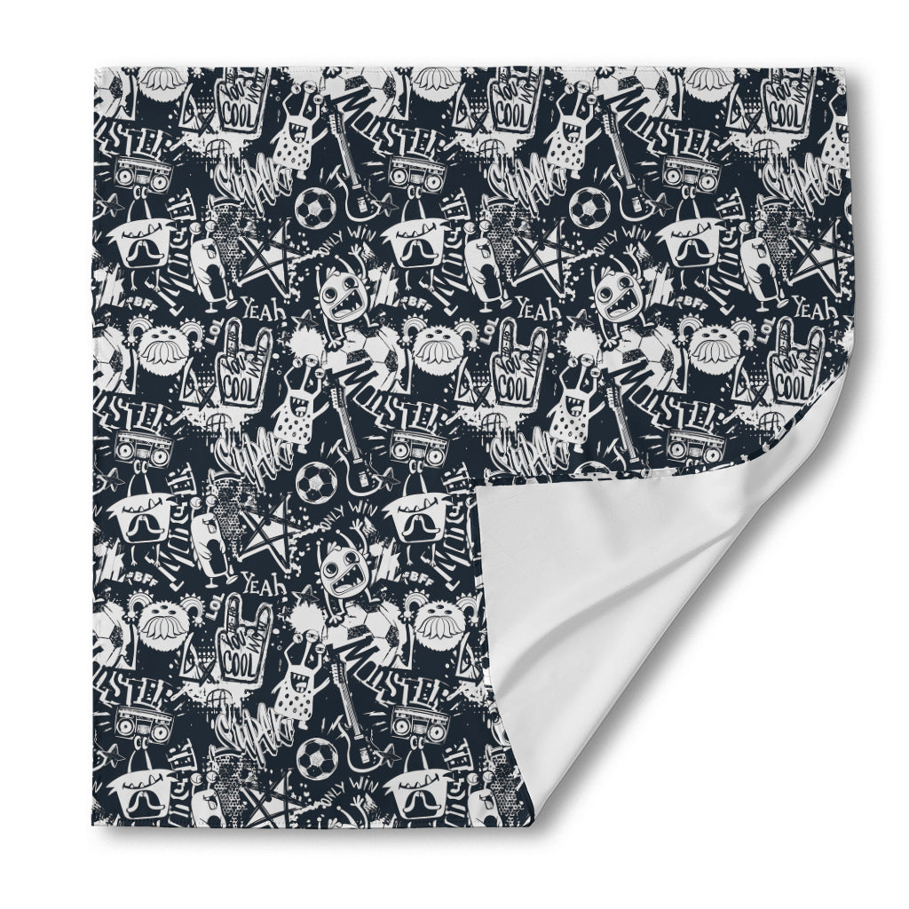 Graffiti Monster Characters Print Silk Bandana
