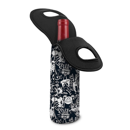 Graffiti Monster Characters Print Single Neoprene Wine Tote