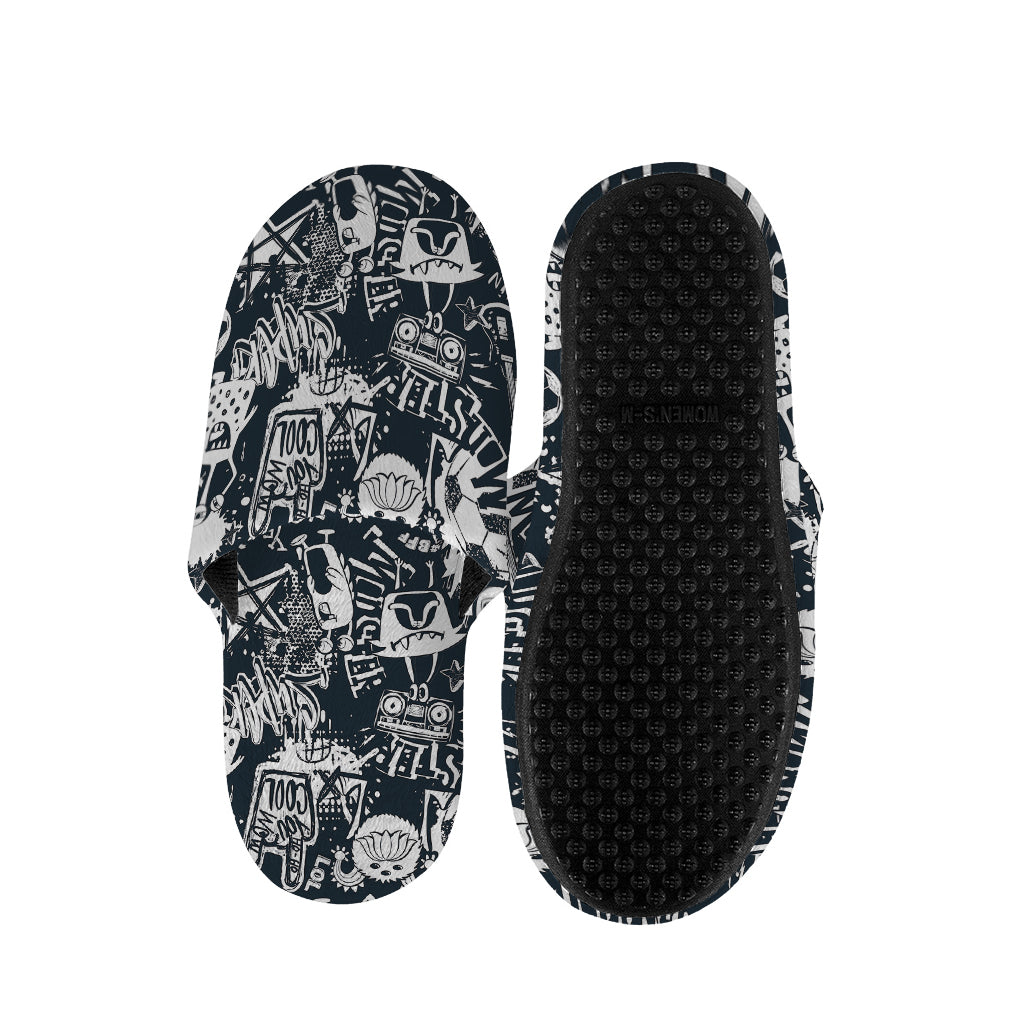Graffiti Monster Characters Print Slippers