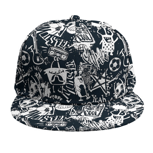 Graffiti Monster Characters Print Snapback Cap