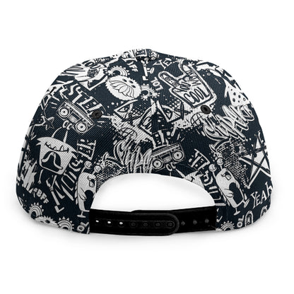 Graffiti Monster Characters Print Snapback Cap
