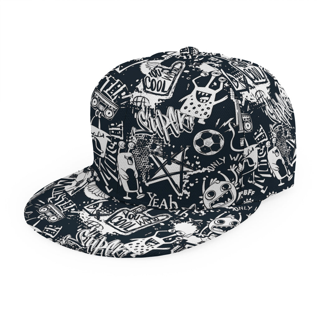 Graffiti Monster Characters Print Snapback Cap