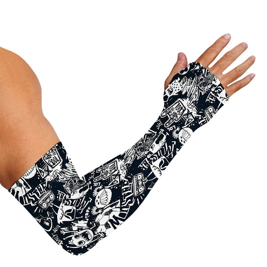 Graffiti Monster Characters Print Sun Protection Arm Sleeves