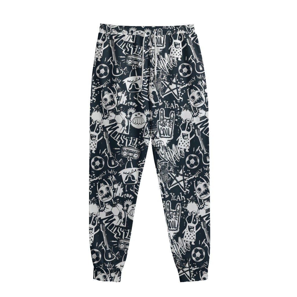 Graffiti Monster Characters Print Sweatpants