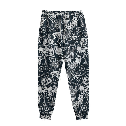 Graffiti Monster Characters Print Sweatpants