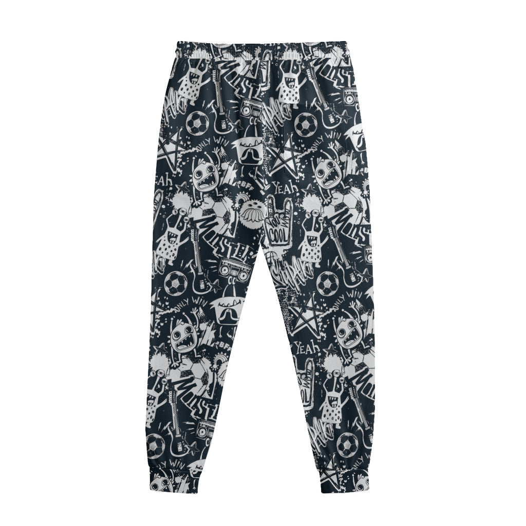 Graffiti Monster Characters Print Sweatpants