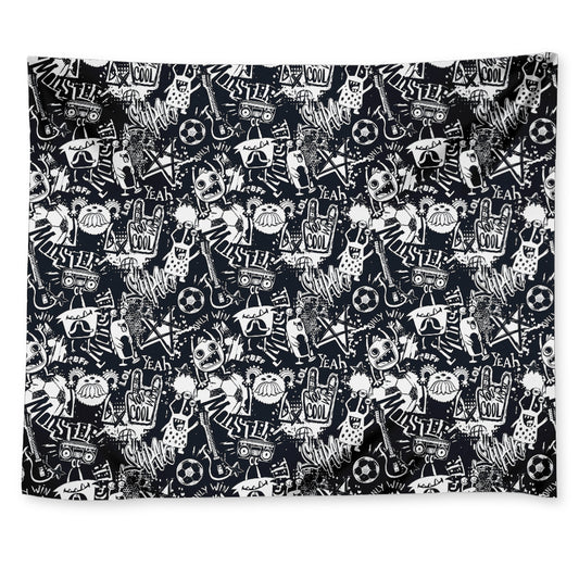 Graffiti Monster Characters Print Tapestry