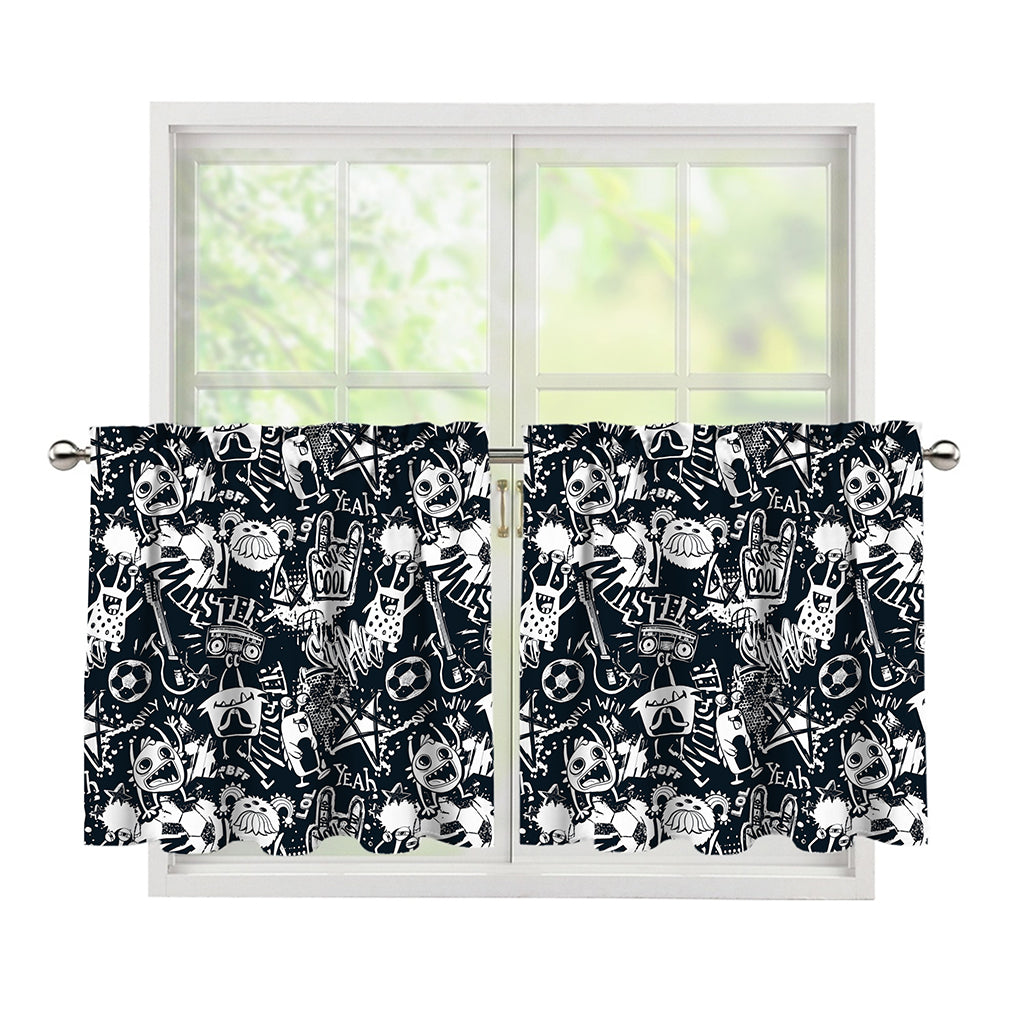 Graffiti Monster Characters Print Tier Curtains