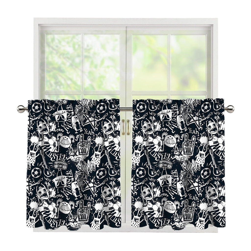 Graffiti Monster Characters Print Tier Curtains