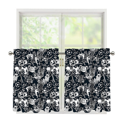 Graffiti Monster Characters Print Tier Curtains
