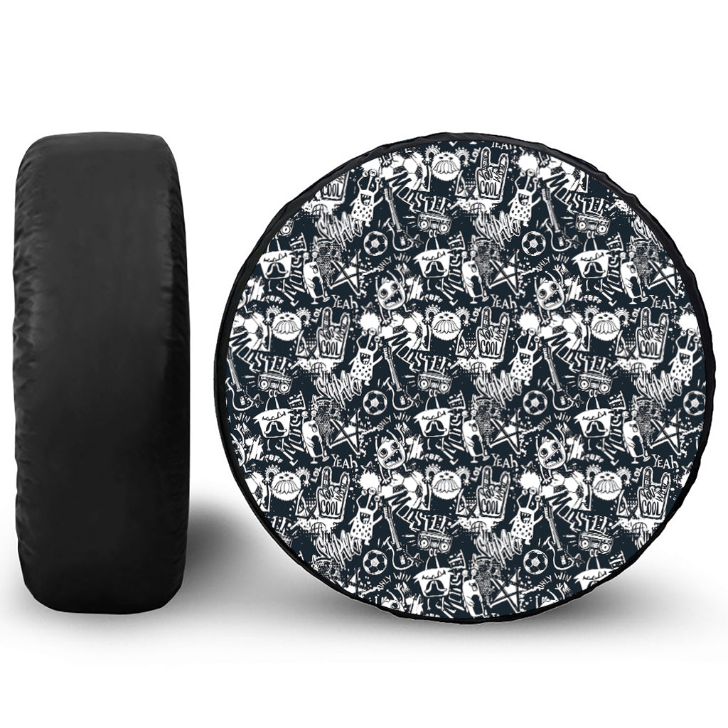 Graffiti Monster Characters Print Tire Cover