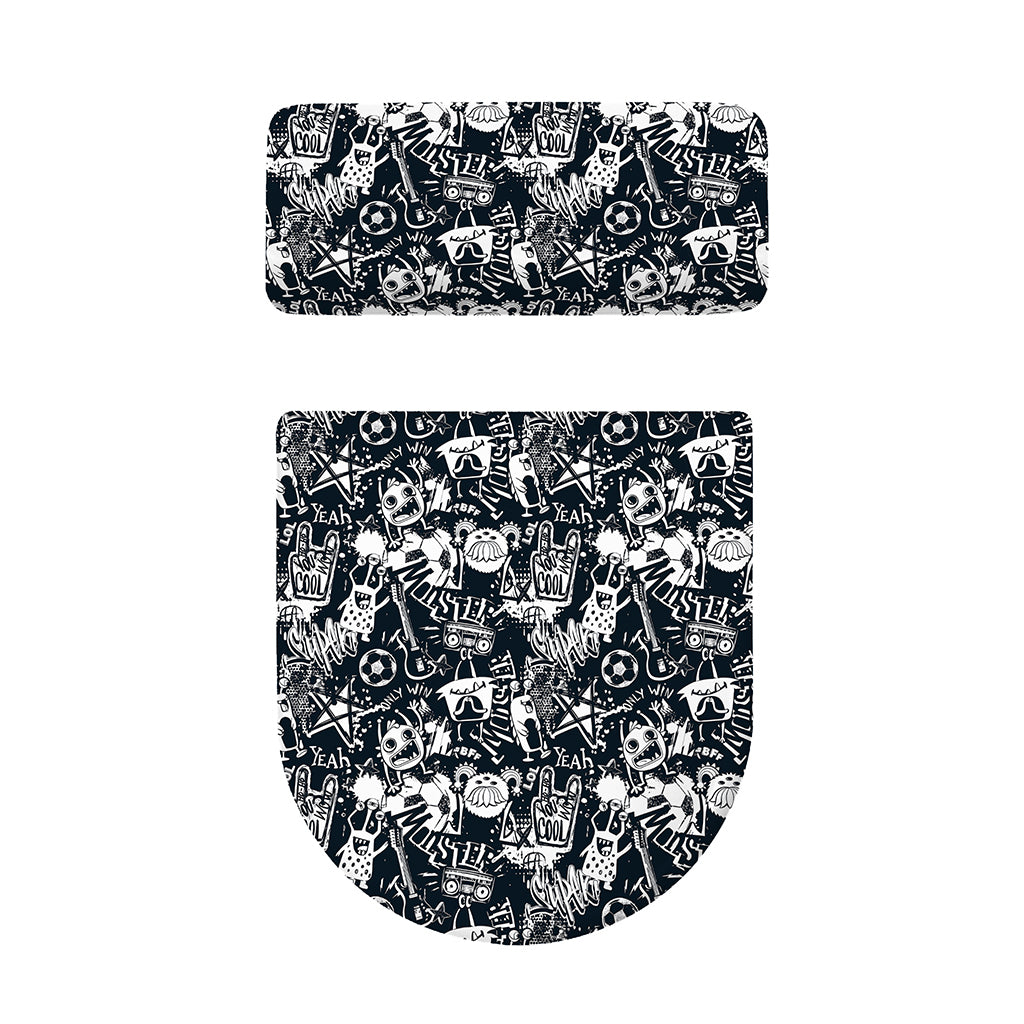 Graffiti Monster Characters Print Toilet Lid And Tank Cover Set