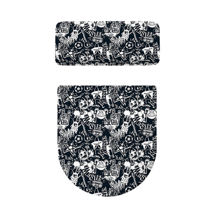 Graffiti Monster Characters Print Toilet Lid And Tank Cover Set