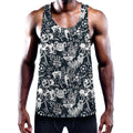 Graffiti Monster Characters Print Men's Workout Tank Top