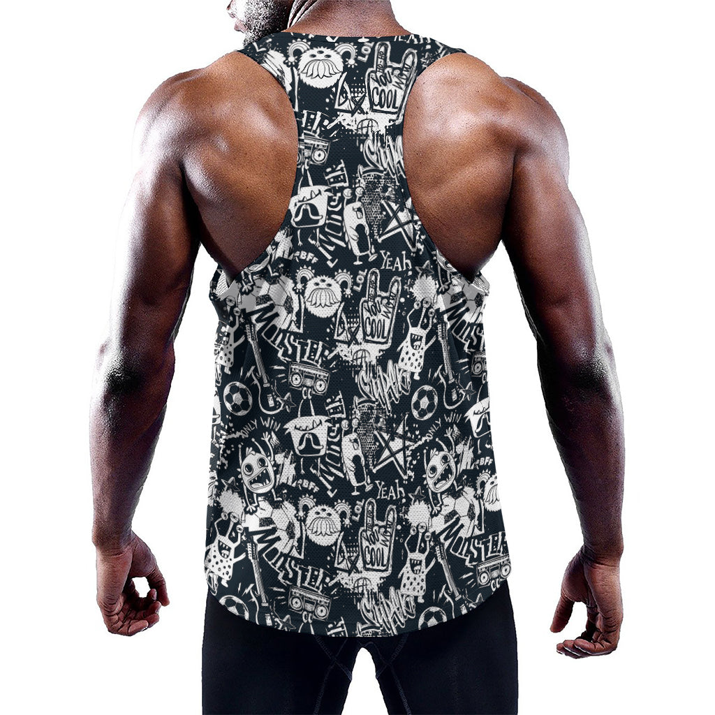 Graffiti Monster Characters Print Training Tank Top