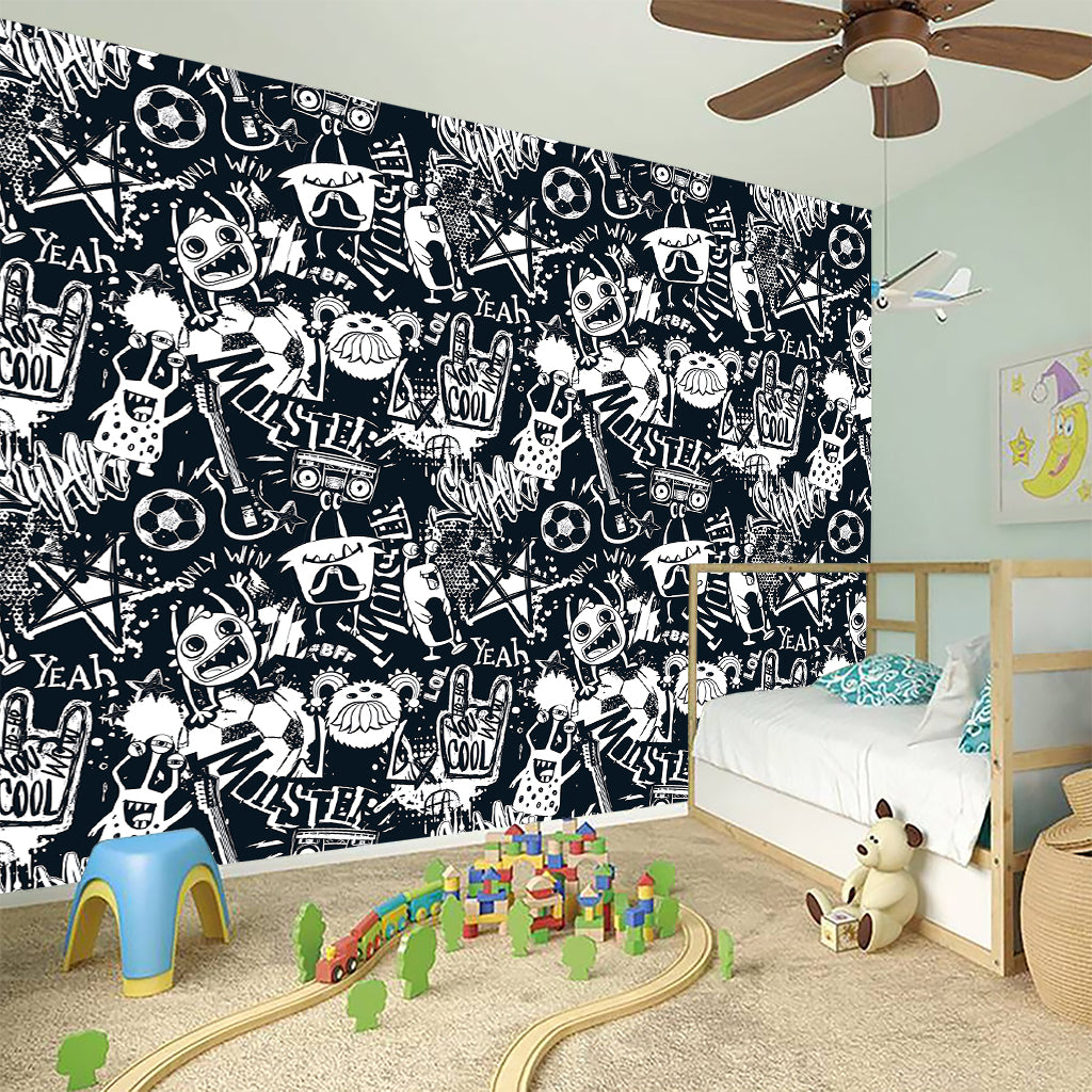 Graffiti Monster Characters Print Wall Sticker