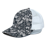 Graffiti Monster Characters Print White Mesh Trucker Cap