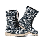 Graffiti Monster Characters Print Winter Boots