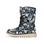Graffiti Monster Characters Print Winter Boots