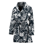 Graffiti Monster Characters Print Women's Bathrobe