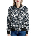 Graffiti Monster Characters Print Women's Bomber Jacket