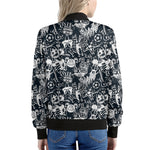 Graffiti Monster Characters Print Women's Bomber Jacket