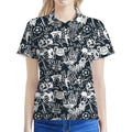 Graffiti Monster Characters Print Women's Polo Shirt
