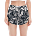 Graffiti Monster Characters Print Women's Split Running Shorts