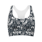 Graffiti Monster Characters Print Women's Sports Bra