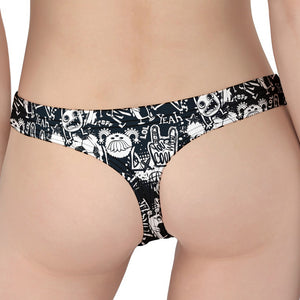 Graffiti Monster Characters Print Women's Thong