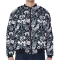 Graffiti Monster Characters Print Zip Sleeve Bomber Jacket