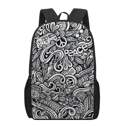 Graffiti Surfing Pattern Print 17 Inch Backpack