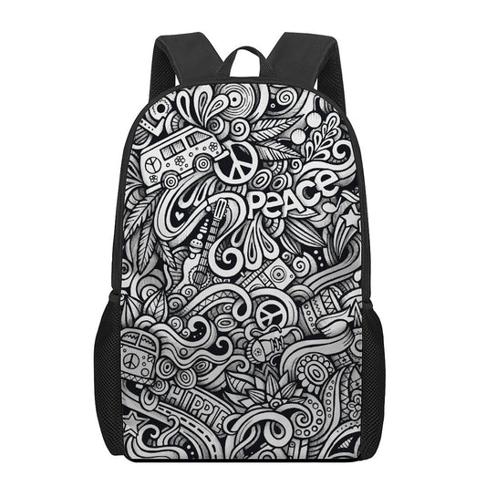 Graffiti Surfing Pattern Print 17 Inch Backpack