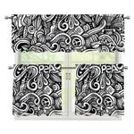 Graffiti Surfing Pattern Print 3 Piece Kitchen Curtains