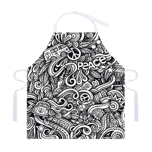 Graffiti Surfing Pattern Print Adjustable Apron