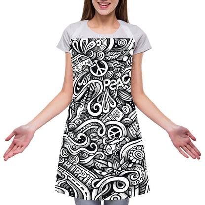 Graffiti Surfing Pattern Print Adjustable Apron