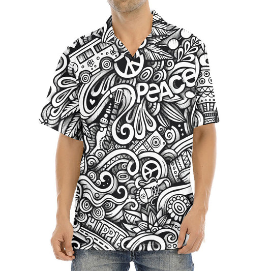 Graffiti Surfing Pattern Print Aloha Shirt