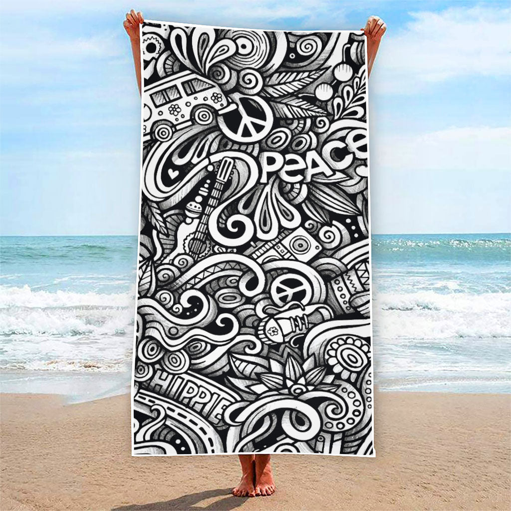 Graffiti Surfing Pattern Print Beach Towel