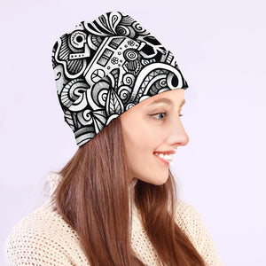 Graffiti Surfing Pattern Print Beanie