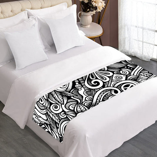 Graffiti Surfing Pattern Print Bed Runner