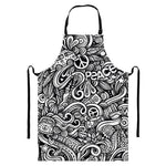 Graffiti Surfing Pattern Print Bib Apron With Pocket