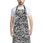 Graffiti Surfing Pattern Print Bib Apron With Pocket