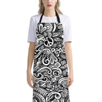 Graffiti Surfing Pattern Print Bib Apron With Pocket