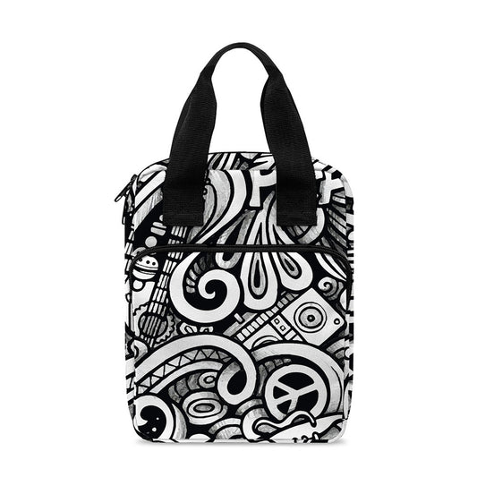 Graffiti Surfing Pattern Print Bible Tote Bag