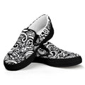 Graffiti Surfing Pattern Print Black Slip On Sneakers