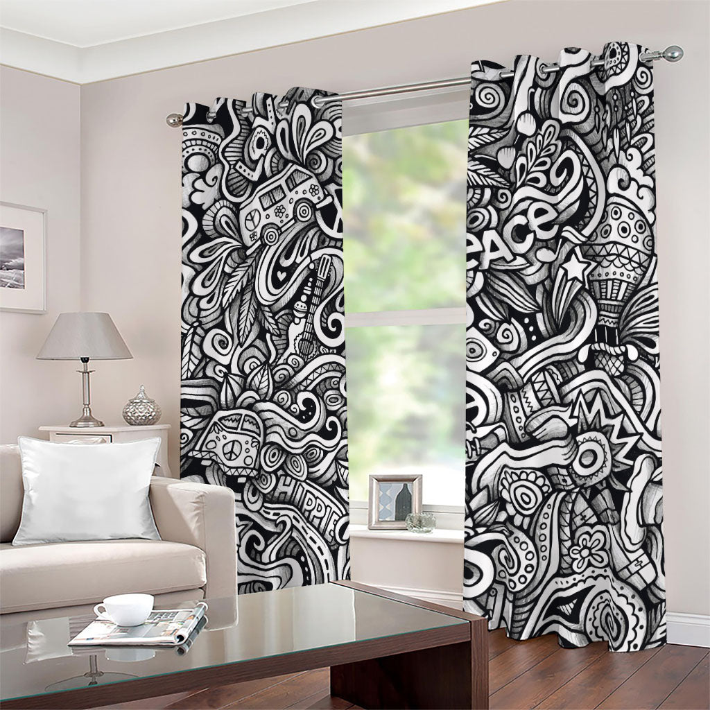 Graffiti Surfing Pattern Print Blackout Grommet Curtains