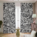 Graffiti Surfing Pattern Print Dimout Pencil Pleat Curtains