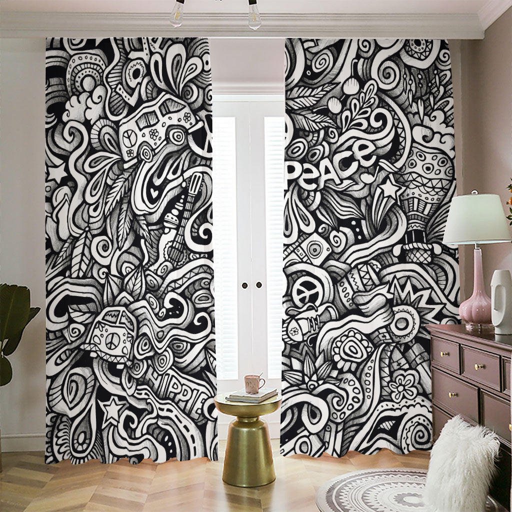 Graffiti Surfing Pattern Print Blackout Pencil Pleat Curtains