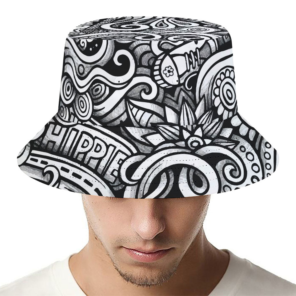 Graffiti Surfing Pattern Print Bucket Hat